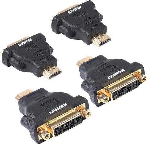 BENFEI HDMI to DVI Adapter, HDMI to DVI-D DVI Bidirectional Converter Male to Female with Gold-Plated Cord 4 Pack