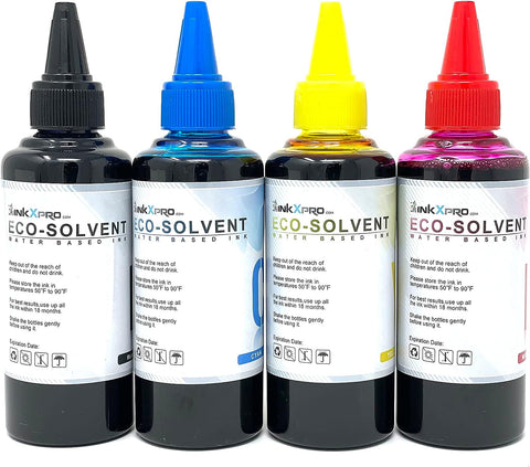 inkxpro Brand 4X100ml Water-Based Eco Solvent Ink for Epson ecosolvent Printer WF7840 WF7820 WF7310 WF7710 WF7720 WF7820 ET 2720 ET 2760 ET 2750 ET 4700 ET 2800 ET 2803 ET 2850 ET 15000