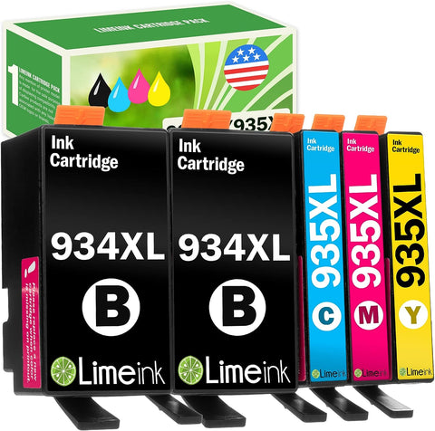 Limeink Compatible Ink Cartridges Replacement for HP 934 and 935 Ink Cartridges Combo Pack for HP 934xl Ink Cartridges for HP Printers for HP 935 Ink Cartridges Combo Pack XL Officejet Pro 6830 (5pk)