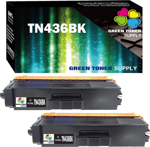 Green Toner Supply 2-Pack Compatible Toner Cartridge Replacement for Brother TN436BK TN436 (Black Only, Set of 2) Used for Hl-L8360Cdw Mfc-L8900Cdw MFC-L8610CDW Printer