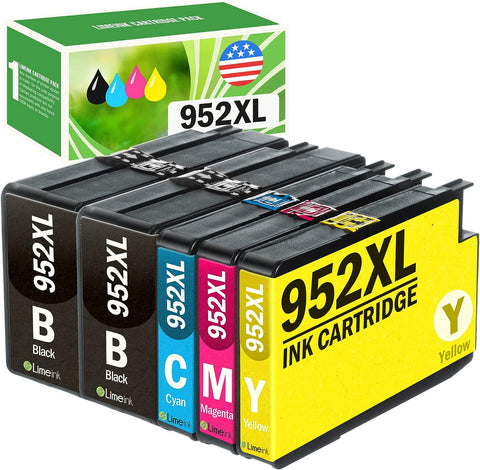 Limeink Compatible Ink Cartridges Replacement for HP 952xl Ink Cartridges Combo Pack for HP 952 Ink Cartridges Combo Pack for HP Ink 952 XL Black and Color for HP952XL for 8710 Printer for HP952 (5pk)