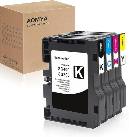 Aomya 4 Pack SG400 SG800 Sublimation Ink Cartridge Heat Transfer Compatible for Ricoh SG400 SG800 SG3100 3100SNW 3110 3110DN 3110DNW 3110SFNW 3110SNW 7100 7100DN 2100 21OON 2010L