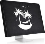 kwmobile Computer Monitor Cover Compatible with 27-28" Monitor - Tropical Island White/Black