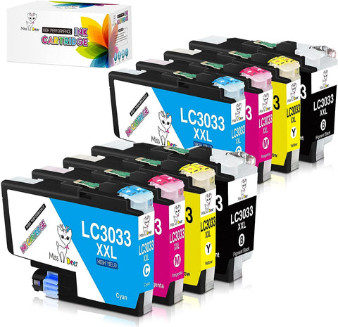 Miss Deer LC3033 BK/C/M/Y Compatible Ink Cartridges Replacement for Brother LC3033 LC3033XXL 3033 LC3035, Work for Brother MFC-J995DW MFC-J805DW MFC-J815DW,8 Packs