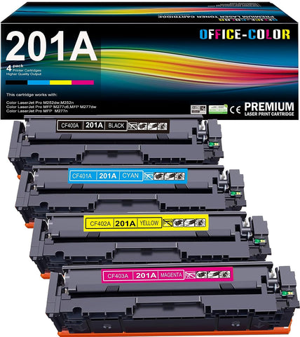 4 Pack Compatible for HP 201A Black, Cyan, Magenta, Yellow Works with Color Laserjet Pro MFP M277dw M252dw M277n M277c6 M252n M277 Printer Toner (CF400A CF401A CF402A CF403A)