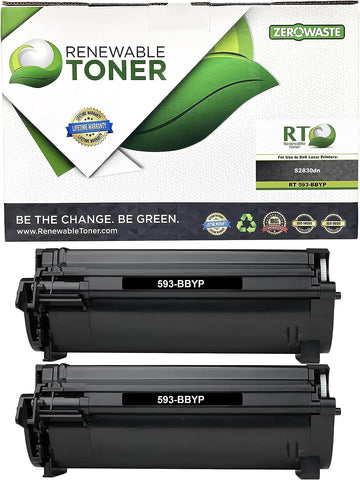 Renewable Toner Compatible High Yield Toner Cartridge Replacement for Dell 593-BBYP 3RDYK Laser S2830dn (Pack of 2)