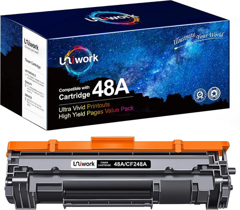 Uniwork 48A CF248A Toner Cartridges Compatible Toner Cartridge Replacement for HP 48A Toner Cartridge Black CF248A Compatible for Laserjet Pro M15w M29w M30w M31w MFP M28w M16w Printer Toner, 1 Pack