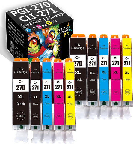 Colorprint Compatible PGI270 CLI271 Ink Cartridge Replacement for Canon 270 271 PGI270XL CLI271XL for Pixma TS6020 MG5721 MG5722 MG6820 MG6821 MG6822 TS5020 TS9020 Printer (2XLBK,2BK,2C,2M,2Y,10-Pack)