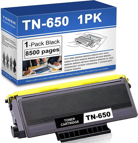 TcxLink (1 Pack TN650 TN-650 High Yield Toner Cartridge Replacement for TN650 HL-5240 5370DW/DWT 5380DN 5350DN DCP-8060 MFC-8480DN Printer Toner.