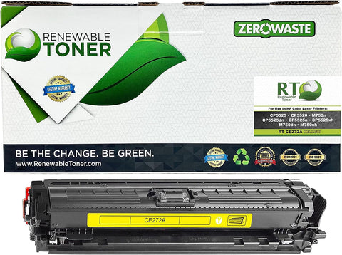 Renewable Toner Compatible Toner Cartridge Replacement for HP 650A CE272A Color Laser Printers CP5525 CP5525dn CP5525n CP5525xh M750dn M750n M750xh (Yellow)