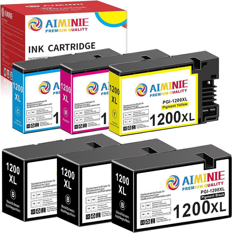 AIMINIE Maxify 1200XL Ink Cartridges Set Compatible for Canon PGI-1200 XL PGI1200XL Work for Canon Maxify MB2720 MB2050 MB2350 MB2320 MB2020 MB2120 Printer Ink (Black, Cyan, Magenta, Yellow, 6-Pack)