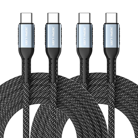 USB C to USB C Cable 100W 2 Pack (3.3ft + 6.6ft), JEPH LAN Type C to Type C Fast PD Charging Cable, Nylon Braided Charger Cord Compatible with Most USB-C Devices