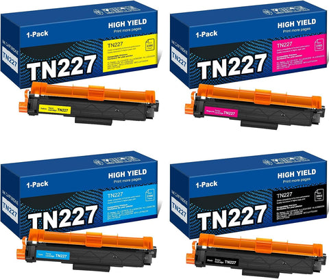 TN227 TN-227BK/C/M/Y High Yield 4 Pack Toner Cartridge Replacement for Brother TN227BK TN223 TN 227 Compatible with MFC-L3770CDW HL-L3290CDW HL-L3270CDW MFC-L3710C HL-L3210CW