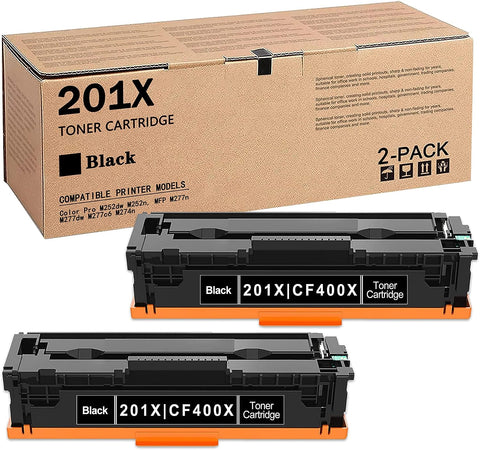 201X Black Toner Cartridge (2-Pack) VASERK Compatible Replacement for 201X Toner Color Pro M252n M252dw MFP M277n MFP M274n MFP M277c6 MFP M277dw Printer | CF400X