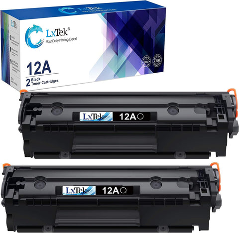 LxTek Compatible Toner Cartridge Replacement for HP 12A Q2612A Compatible with Laserjet 1012 1022 1020 1018 1022N 1010 3015 3050 3030 3052 3055 M1319F Printers (2 Black, High Yield)