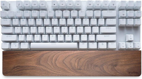 Wood Keyboard Wrist Rest Wooden Computer Arm Pad for Keyboard Mechanical Wood Hand Palm Rest Ergonomic Keyboard Arm Rests for Wrists (TenKeyLess/14.17in Long, Real Wood Walnut)