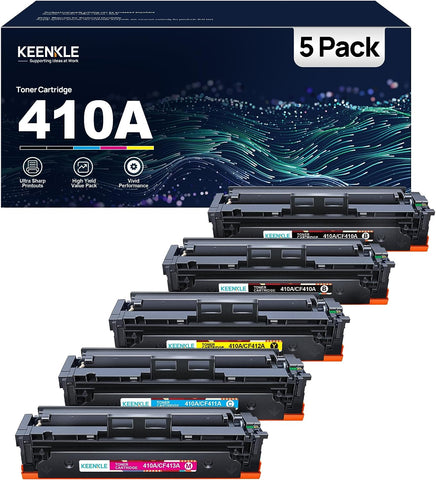 410A Toner Cartridge 5 Pack 410X - MFP M477fnw Compatible Replacement for HP 410A to use with HP Color Laserj Pro MFP M477fnw Toner, M477fdw M452dn Toner, HP Color Laserj Pro M477 M452 Series | CF410A