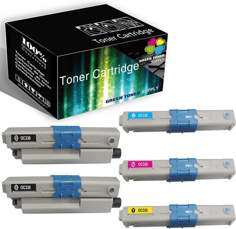 Green Toner Supply™ Compatible Replacement for Oki-Data C330 B/C/Y/M Type C17 Work for Oki-Data C330dn C530dn MC362w Printer