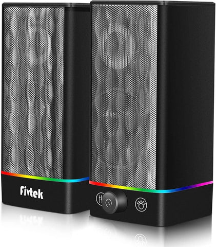 fivtek Computer Speakers, Dynamic RGB PC Speakers, Bluetooth 5.0 or 3.5mm Aux-in Desktop Speakers, USB Powered Computer Speakers for Desktop PC Laptop Tablet Monitor Gaming Speakers