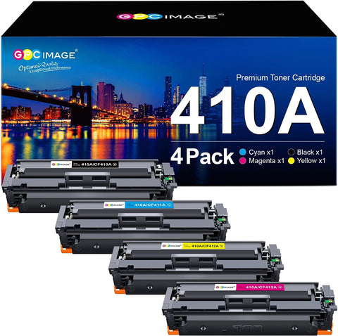 GPC Image Compatible Toner Cartridge Replacement for HP 410A CF410A CF411A CF412A CF413A to use with Color Laserjet Pro MFP M477fdw M477fdn M477fnw Pro M452dn M452nw M452dw Printer Toner (4 Pack)