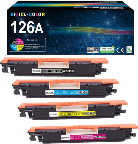 4-Pack Compatible for HP 126A Black,Cyan, Magenta, Yellow Toner Cartridges Replacement for HP Laserjet Pro 100 Color MFP M175nw,cp1025nw ,M275 Printer