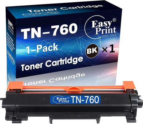 (1-Pack) Compatible TN760 TN-760 Toner Cartridge TN-760 Used for Brother HL-L2350DW HL-L2395DW DCP-L2550DW MFC-L2750DW Printer (Black), by EasyPrint