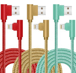 iPhone Charger Cord, 3 Pack 6FT 90 Degree iPhone Charging Cable Apple MFi Certified Lightning Cable Nylon Braided Fast Charging Cord Compatible for iPhone 14/13/12/11/XR/Max/8/7/6/6S/Plus/iPad
