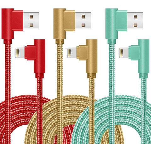 iPhone Charger Cord, 3 Pack 6FT 90 Degree iPhone Charging Cable Apple MFi Certified Lightning Cable Nylon Braided Fast Charging Cord Compatible for iPhone 14/13/12/11/XR/Max/8/7/6/6S/Plus/iPad