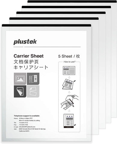 Plustek A4 / Letter Size Document Carrier Sheets (Pack of 5) - Protects Fragile Paper and A3 Size Document by Folding…