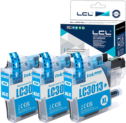 LCL Compatible Ink Cartridge Replacement for Brother LC3011 LC-3011 LC-3013 LC3013 LC-3013C LC3013C High Yield MFC-J491DW MFC-J497DW MFC-J690DW MFC-J895DW (3-Pack Cyan)