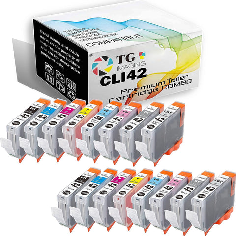 TG Imaging (16-Pack, 2 Set of 8-Colors) Compatible CLI42 Ink Cartridge Replacement for Canon PIXMA Pro-100 Pro-100S Pro100 Pro 100 Ink Printer