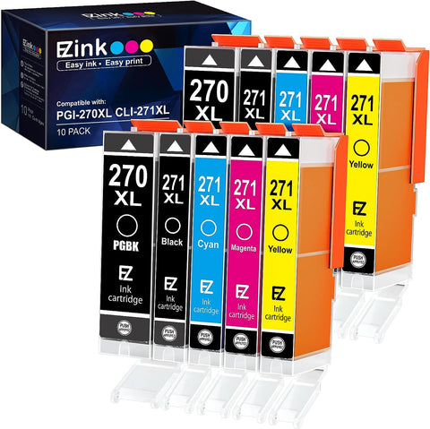 E-Z Ink (TM Compatible Ink Cartridge Replacement for Canon 270 XL 271 XL to use with PIXMA TS6020 TS9020 (2 Large Black,2 Small Black,2Cyan,2 Magenta,2 Yellow) 10 Pack