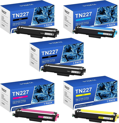 WISETA Compatible Toner Cartridge Replacement for TN227 TN 227 TN223 TN-223 Work for HL-L3290CDW HL-L3210CW HL-L3230CDW MFC-L3710CW MFC-L3750CDW MFC-L3770CDW (5 Pack)