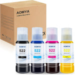 Aomya Compatible T522 Refill Ink Bottle Kit Premium Ink for EcoTank ET-2720, ET-4700 Printers Black, Cyan, Magenta, Yellow 4-Pack 100ML