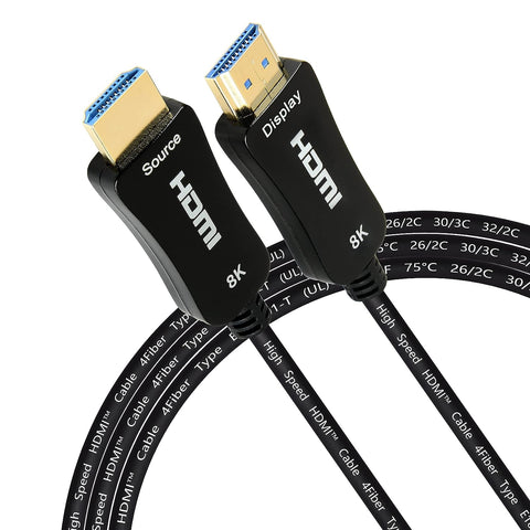 iBirdie 8K Fiber Optic HDMI 2.1 Cable 50 Feet in-Wall CL3 Rated (8K60hz 4K120hz HDCP 2.3 2.2 48Gbps) Ultra High Speed Compatible with Apple-TV Dolby Vision Atmos PS5 Xbox 3080 3090