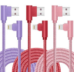 iPhone Charger, [Apple MFi Certified] 3 Pack 10ft 90 Degree iPhone Charger Fast Charging Cord Apple Phone Chargers Nylon Braided Compatible for iPhone 14/13/12/11 Pro MAX/XR/XS/8/7/Plus/6S/SE/iPad