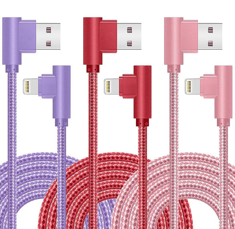 iPhone Charger, [Apple MFi Certified] 3 Pack 10ft 90 Degree iPhone Charger Fast Charging Cord Apple Phone Chargers Nylon Braided Compatible for iPhone 14/13/12/11 Pro MAX/XR/XS/8/7/Plus/6S/SE/iPad
