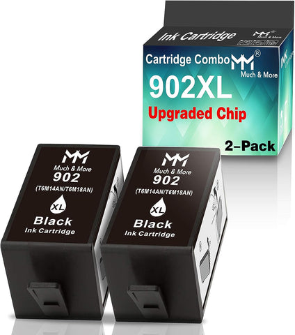 MM MUCH & MORE Compatible Ink Cartridge Replacement for HP 902 XL 902XL to Used with Officejet 6961 6979 6951 6954 6956 6958 6962 6950 Officejet Pro 6974 6968 6970 6975 6978 6960 6979 (2 x Black)