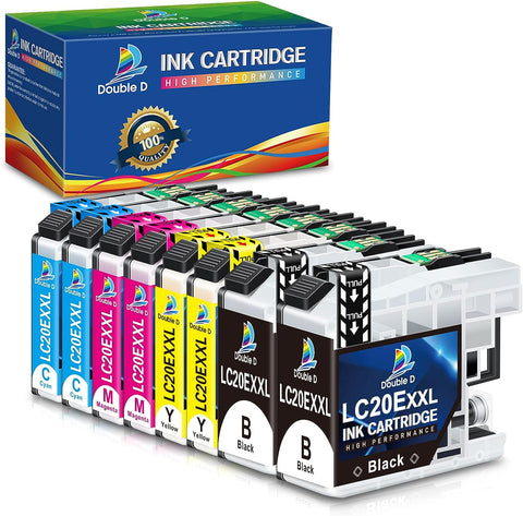 DOUBLE D Upgraded LC20E Compatible Replacement for Brother LC20E LC-20E XXL Ink Cartridges for Brother MFC-J985DW J775DW J5920DW J985DWXL Printer (2BK+2C+2M+2Y) 8 Pack-Updated Version