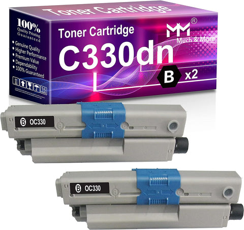 MM MUCH & MORE Compatible Toner Cartridge Replacement for OKI Type C17 C330 use for C330DN C530DN MC361 MC362W MC561 MC562W MFP MC352DN Printers (2-Pack, Black)