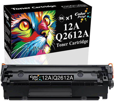 ColorPrint Compatible 12A Toner Cartridge Replacement for HP Q2612A 2612A Used for Laser Jet Pro 1010 1020 1022n 3052 MFP 3055 MFP M1120 MFP M1005 MFP 3380 MFP 3050 MFP M1319f Printer (1-Pack, Black)