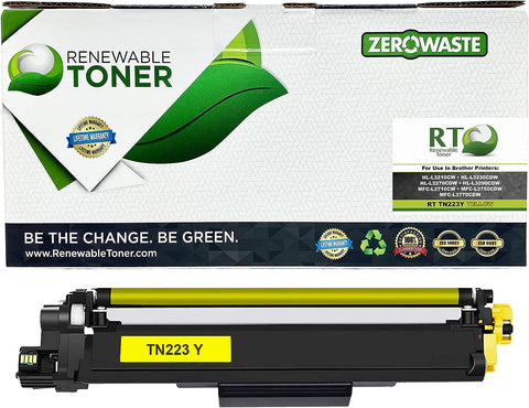 Renewable Toner Compatible Toner Cartridge Replacement for Brother TN-223 TN-223Y HL and MFC Multifunction HL-L3210 L3230 L3270 L3290 MFC-L3710 L3750 L3770 (Yellow)