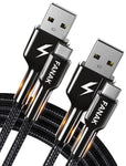 [2-Pack 6.6ft] USB C Cable, 3.1A QC3.0 Fast Charging, FANAK New Durable Metal Type C Charger Cable, Nylon Braided USB A to USB C Cord for Samsung Galaxy S21 S20 S10 S9 S8 Note 20 10 A51 LG V50 etc