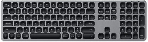 Satechi Aluminum Bluetooth Keyboard with Numeric Keypad - Compatible with 2022 MacBook Pro/Air M2, 2021 MacBook Pro M1 Pro & Max, 2021 iMac, 2021 iPAd Pro M1, 2020 Mac Mini and More (Space Gray)