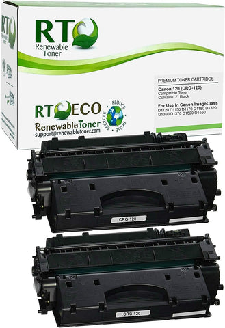 Renewable Toner Compatible High Yield Toner Cartridge Replacement for CRG-120 2617B001AA ImageClass D1120 D1150 D1170 D1180 D1320 D1350 D1370 D1520 D1550 (Pack of 2 Black)