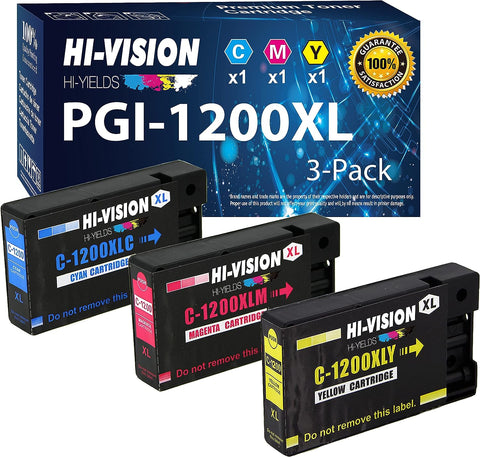 HI-VISION HI-YIELDS Compatible PGI1200XL Ink Cartridge Replacement for Canon PGI-1200XL Work with MAXIFY MB2020 MB2120 MB2320 MB2720, ( 3-Color Set, Cyan, Magenta, Yellow)