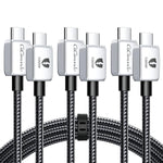 GiGimundo GGZ1003 [100W 5A 10ft+6.6ft+3.3ft ] 3 Pack USB C to USB C Fast Charging Cable, Nylon Braided USB 2.0 Type C Cable, Compatible with Samsung/MacBook Pro/iPad Pro/Pixel/Switch, etc.