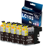 EASYPRINT Compatible Black 103xl Ink Cartridges LC-103xl LC103xl Used for MFC-J4310DW J4410DW J4510DW J4610DW J4710DW J6520DW J6720DW J470DW J475DW, (5X Black, 5-Pack)