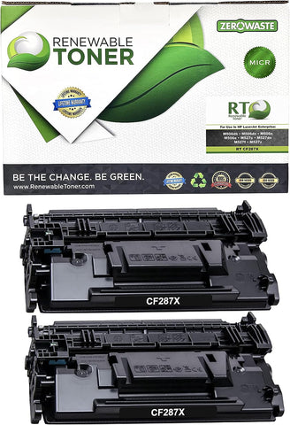 Renewable Toner Compatible MICR Toner Cartridge High Yield Replacement for HP 87X CF287X Laser Printers M506 MFP M527 (Pack of 2)