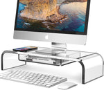 DeskLogics Computer Acrylic Monitor Stand Riser with Storage - Larger Size Single Clear PC Desktop Monitor Holder for Desk, Keyboard Storage, Laptop, TV Screen, Home, Office, Gift Ideas